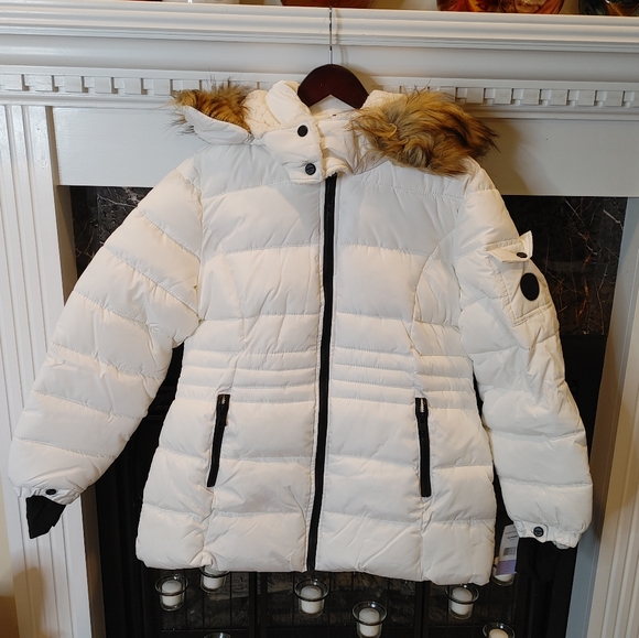 MADDEN GIRL WOMEN'S PUFFER JACKET, WHITE L - Picture 3 of 16